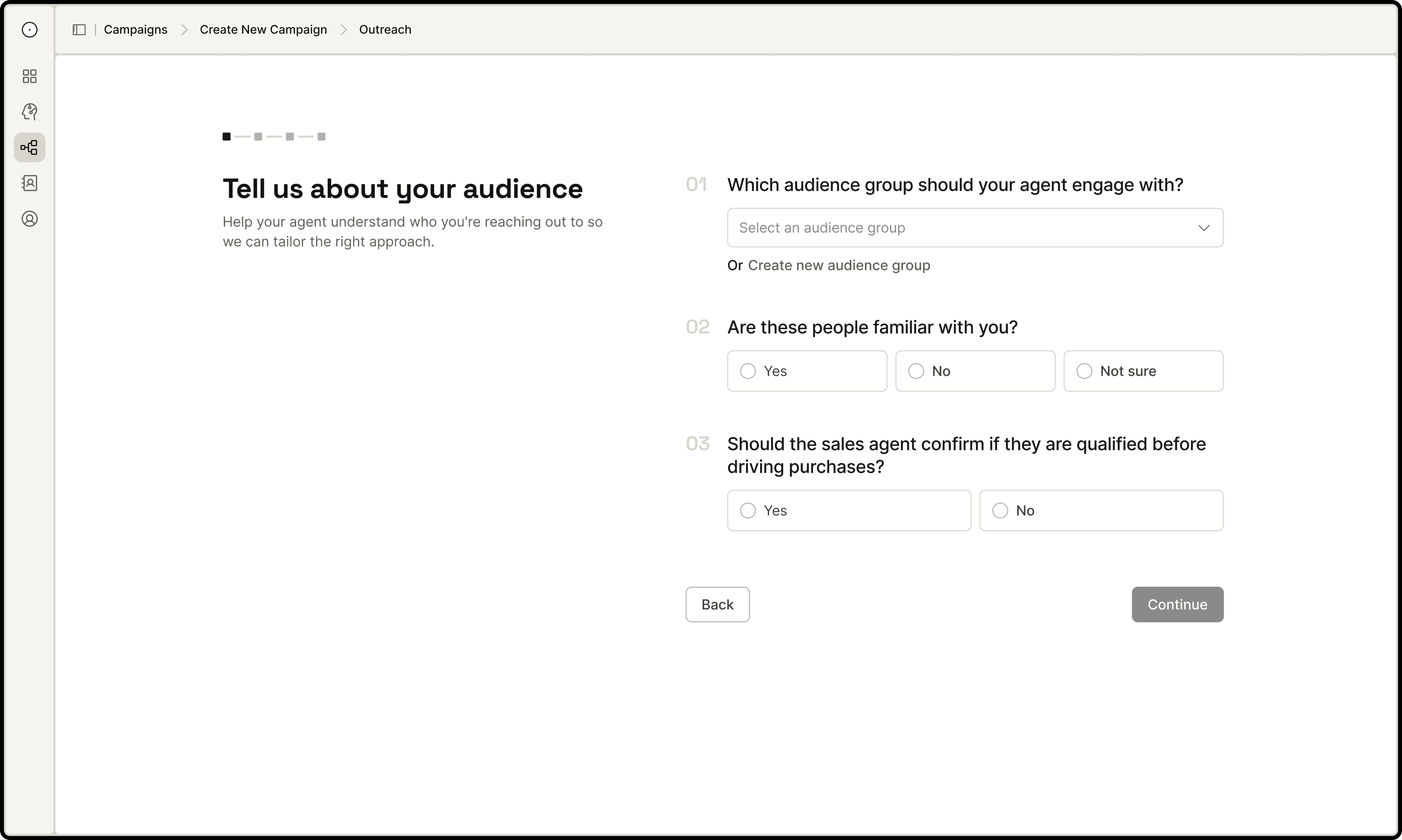 Campaign builder step 1
