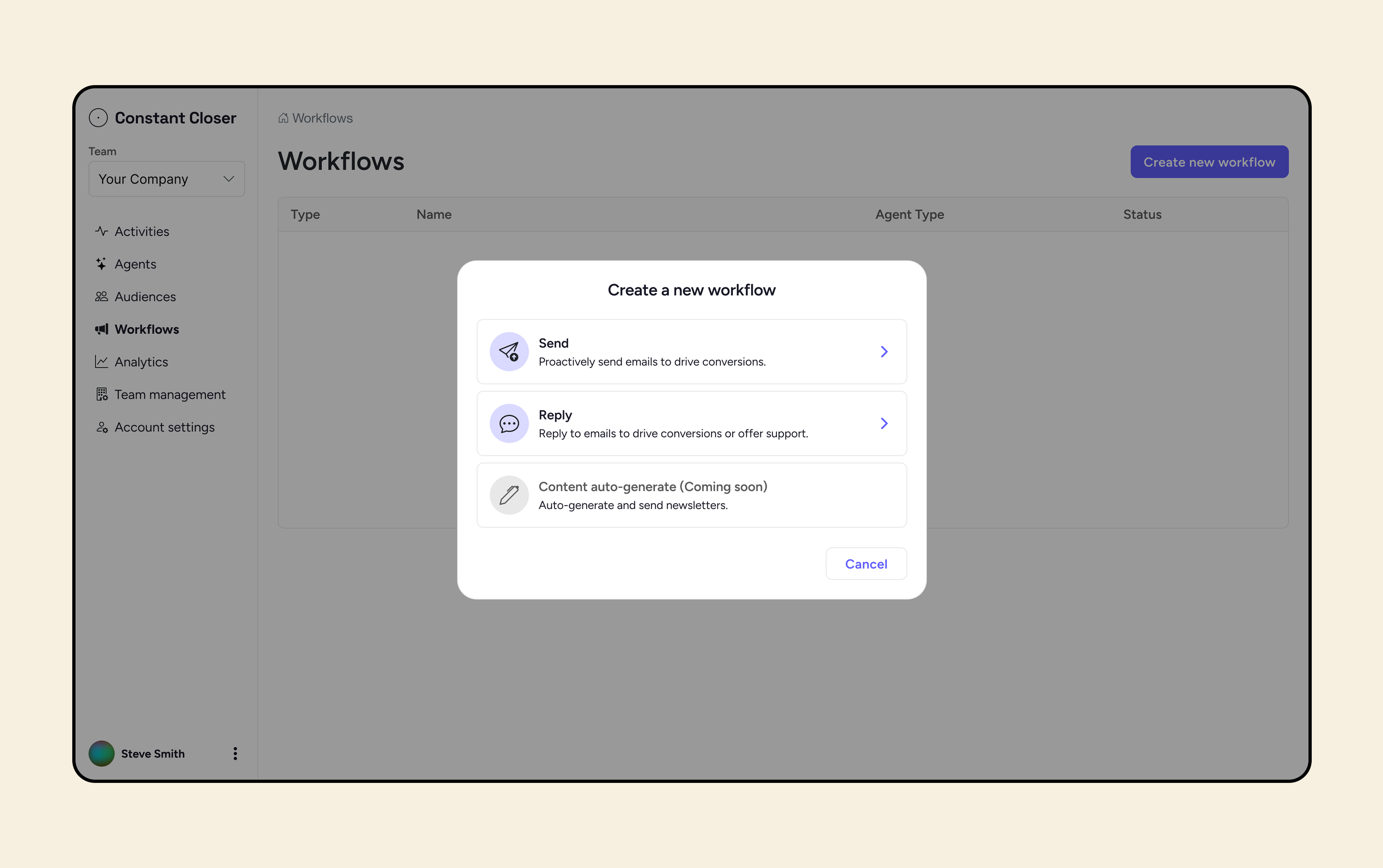 Choose workflows