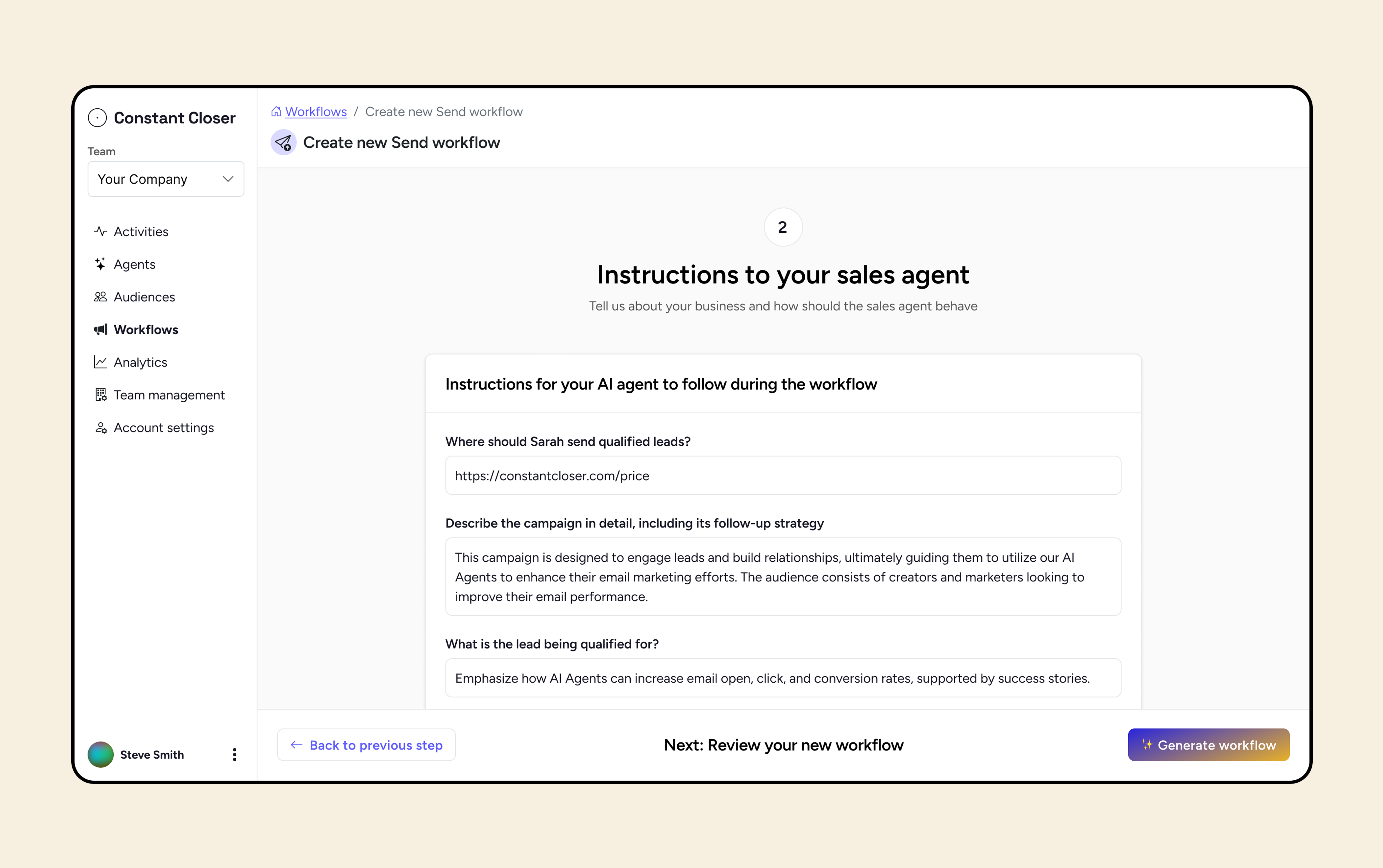 Generate workflows