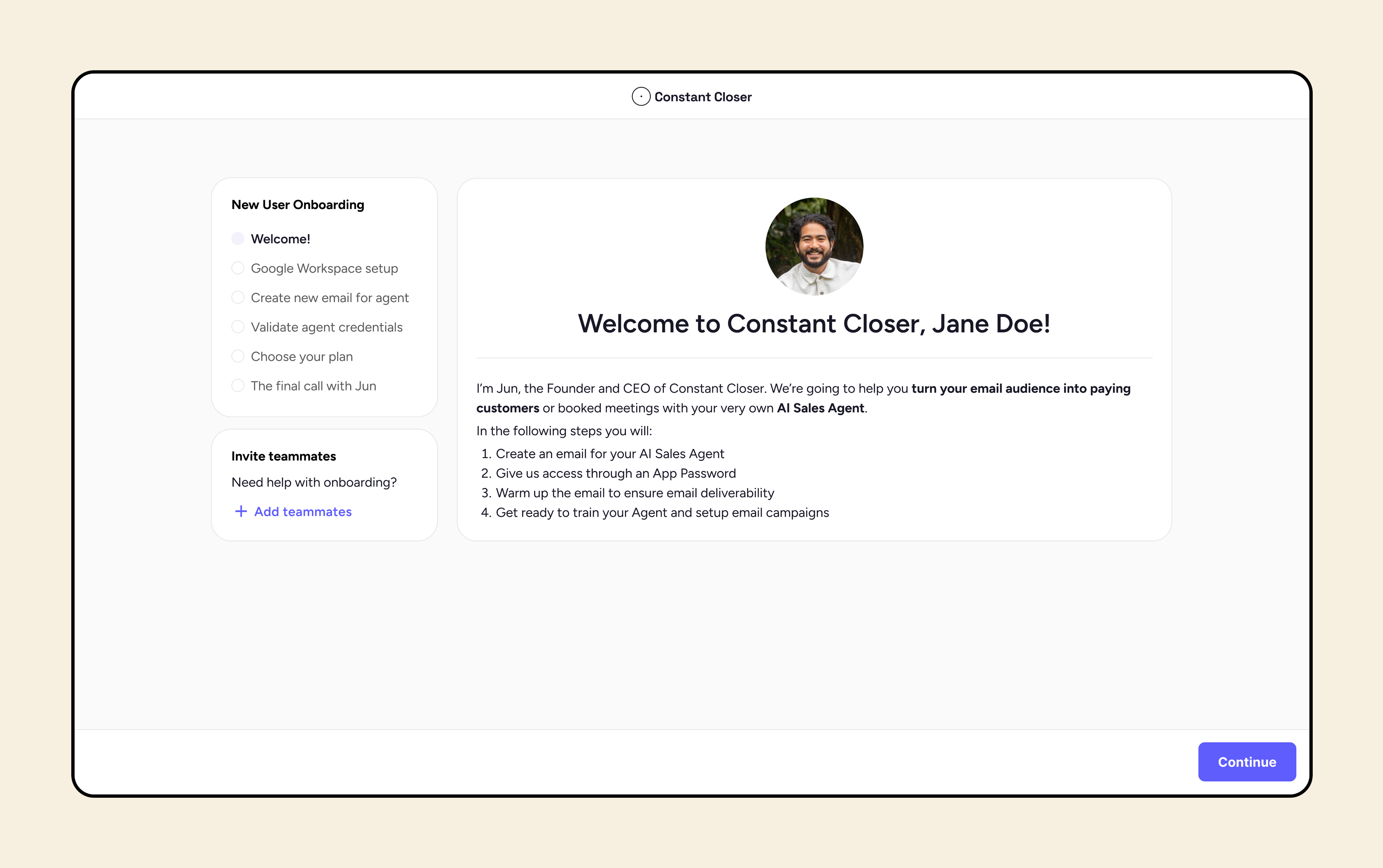 A self-guided onboarding flow